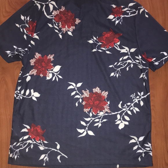 Navy Blue Floral Polo - Picture 3 of 3